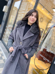 Etrucci Gri Kürklü Kaban