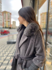 Etrucci Gri Kürklü Kaban