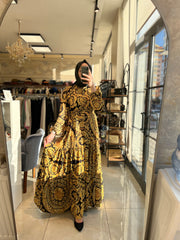 DESENLİ KREP ELBİSE