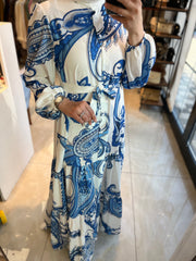 DESENLİ KREP ELBİSE