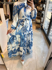 DESENLİ KREP ELBİSE