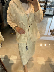 NATURAL DANTEL PULLU BOMBER CEKET