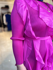 İTHAL FIRFIRLI ELBİSE FUŞYA