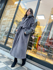 Etrucci Gri Kürklü Kaban