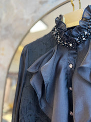 İthal Dantelli Bluz Siyah