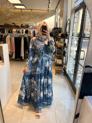 DESENLİ KREP ELBİSE