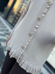 Tığ Triko 21815 Fırfır Detaylı Rayon Hırka Bej