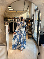 DESENLİ KREP ELBİSE