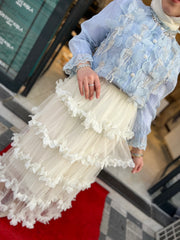 İthal Tüllü Çiçekli Etek