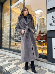 Etrucci Gri Kürklü Kaban