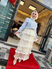 İthal Tüllü Çiçekli Etek