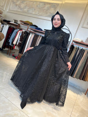 İthal Pileli Tasarım Elbise