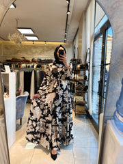 DESENLİ KREP ELBİSE