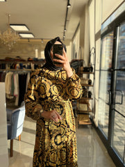 DESENLİ KREP ELBİSE