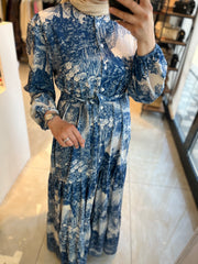 DESENLİ KREP ELBİSE