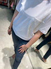 Lacarte Serpme Taşlı Jean Pantolon Koyu Mavi