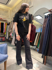 Lacarte Yanı Taşlı İspanyol Paça Jean Pantolon