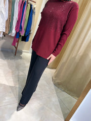 Tığ Triko 21720 Önü Taş Baskı Rayon Tunik