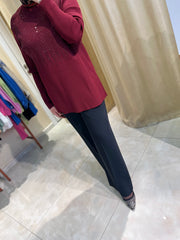 Tığ Triko 21720 Önü Taş Baskı Rayon Tunik