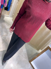 Tığ Triko 21720 Önü Taş Baskı Rayon Tunik