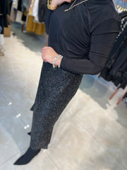 İthal Tasarım Pullu Balık Etek Siyah