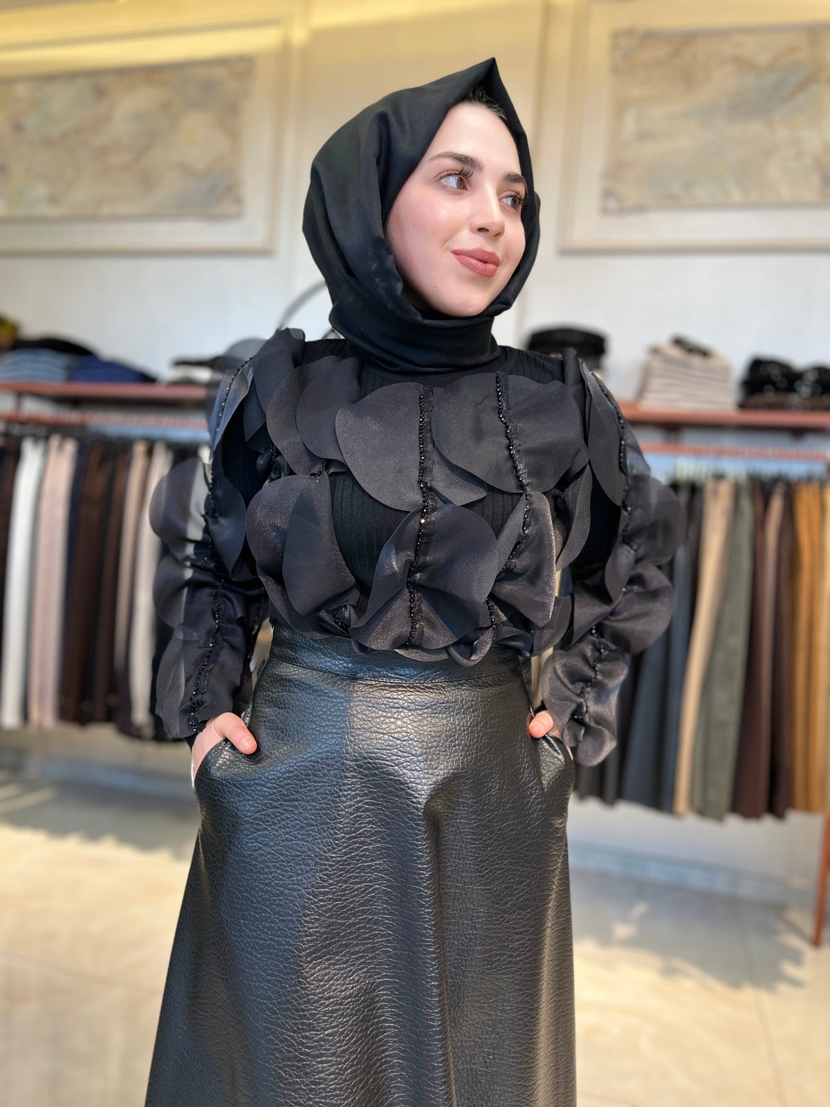 İthal Boncuklu Tasarım Bluz