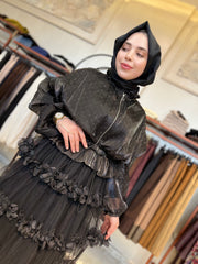 İthal Taşlı Organze Ceket