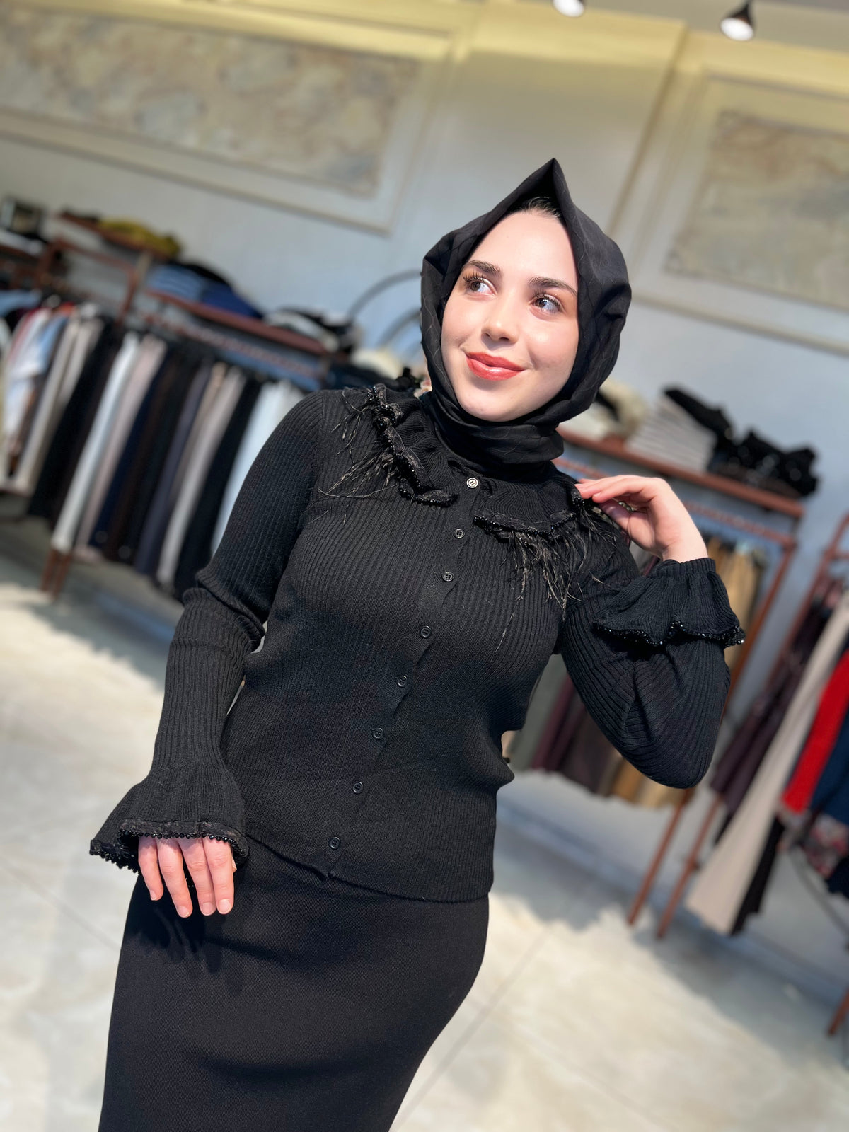 İthal Boncuklu Tasarım Hırka