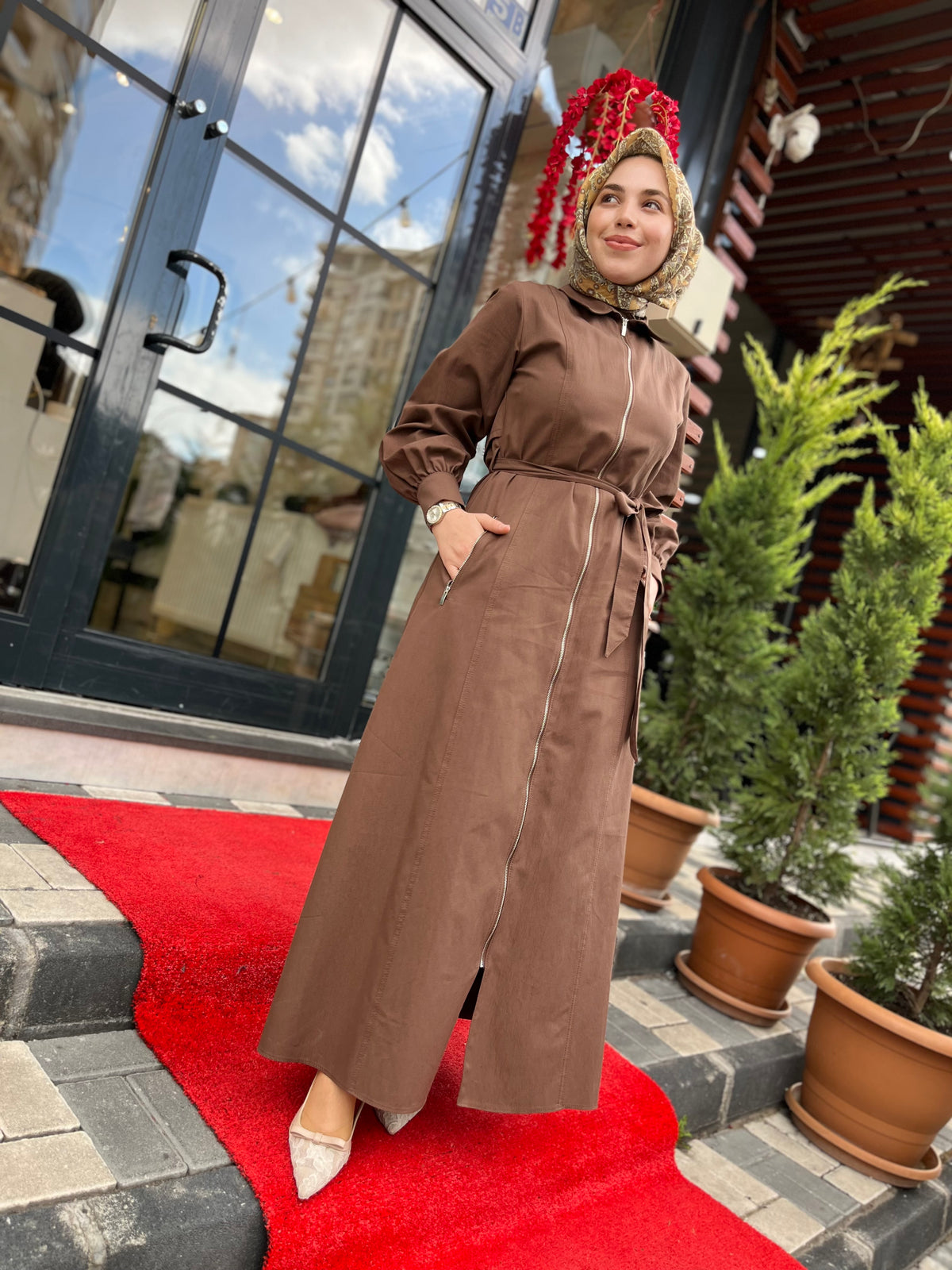 Kayra Fermuarlı Koton Elbise