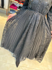 İthal Pileli Tasarım Elbise