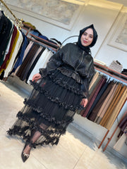 İthal Taşlı Organze Ceket