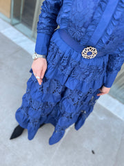 İthal Dantelli Fırfırlı Elbise