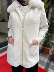 Tığ Triko Angora Kürklü Yelek