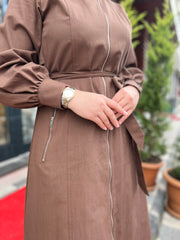 Kayra Fermuarlı Koton Elbise