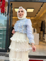 İthal Tüllü Çiçekli Etek