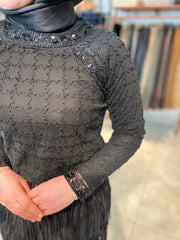 İthal Boncuklu Transparan Bluz