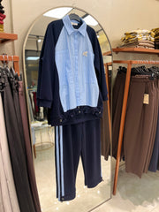 Tığ Triko 2046 Çizgili Poplin Pantolonlu Takım