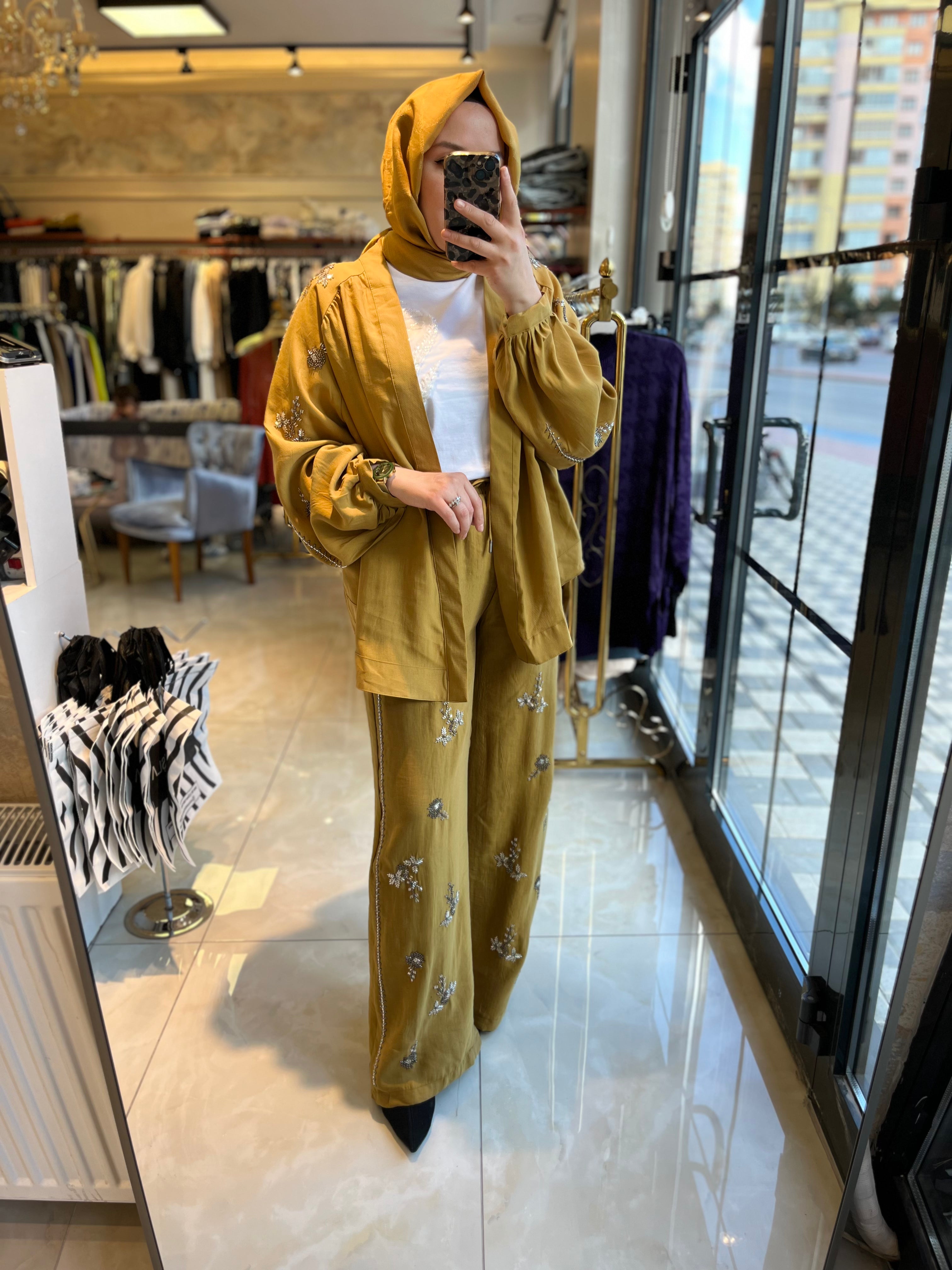 Orfeo Negro 34371 Kimono Takım Hardal