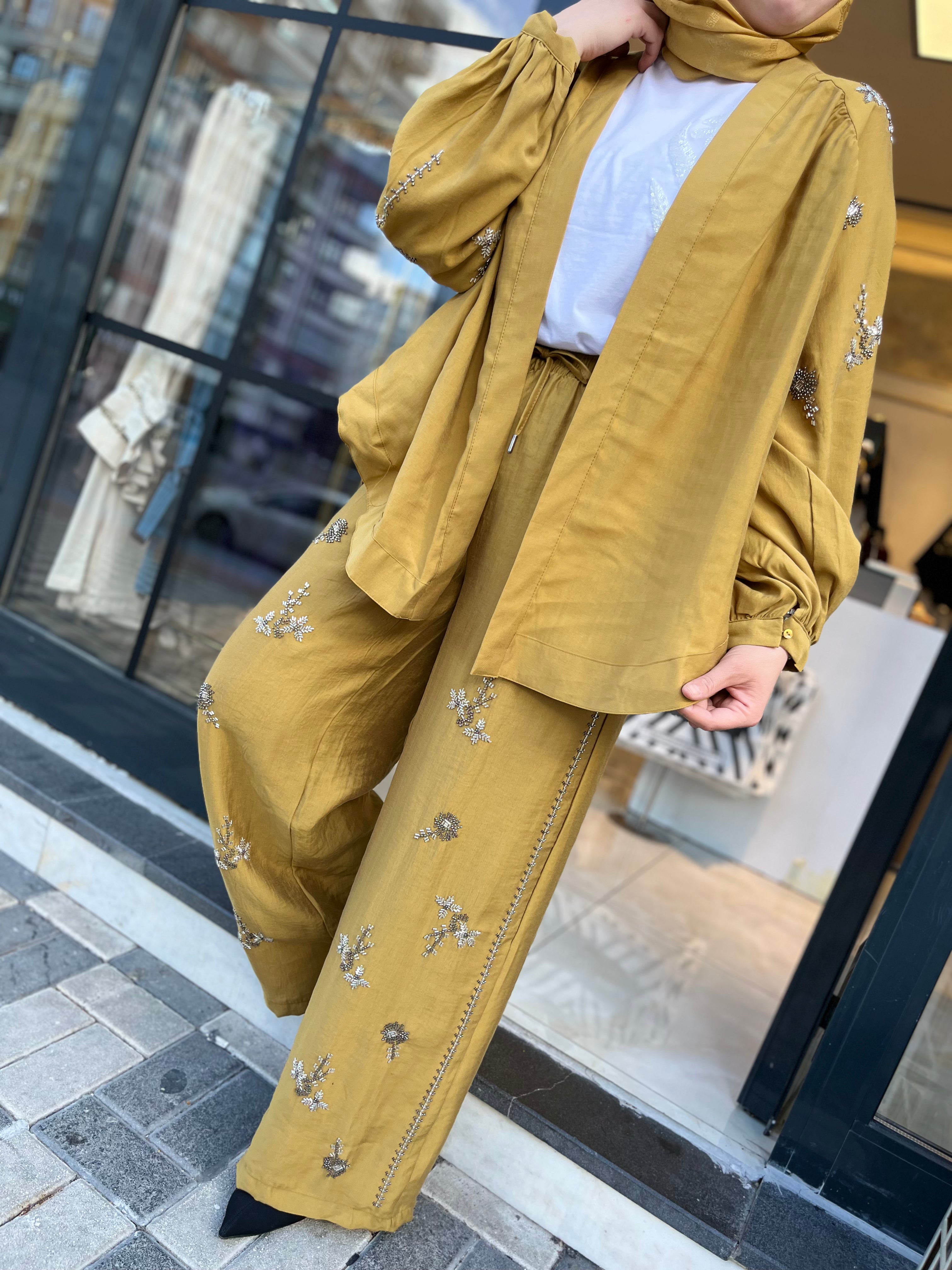Orfeo Negro 34371 Kimono Takım Hardal