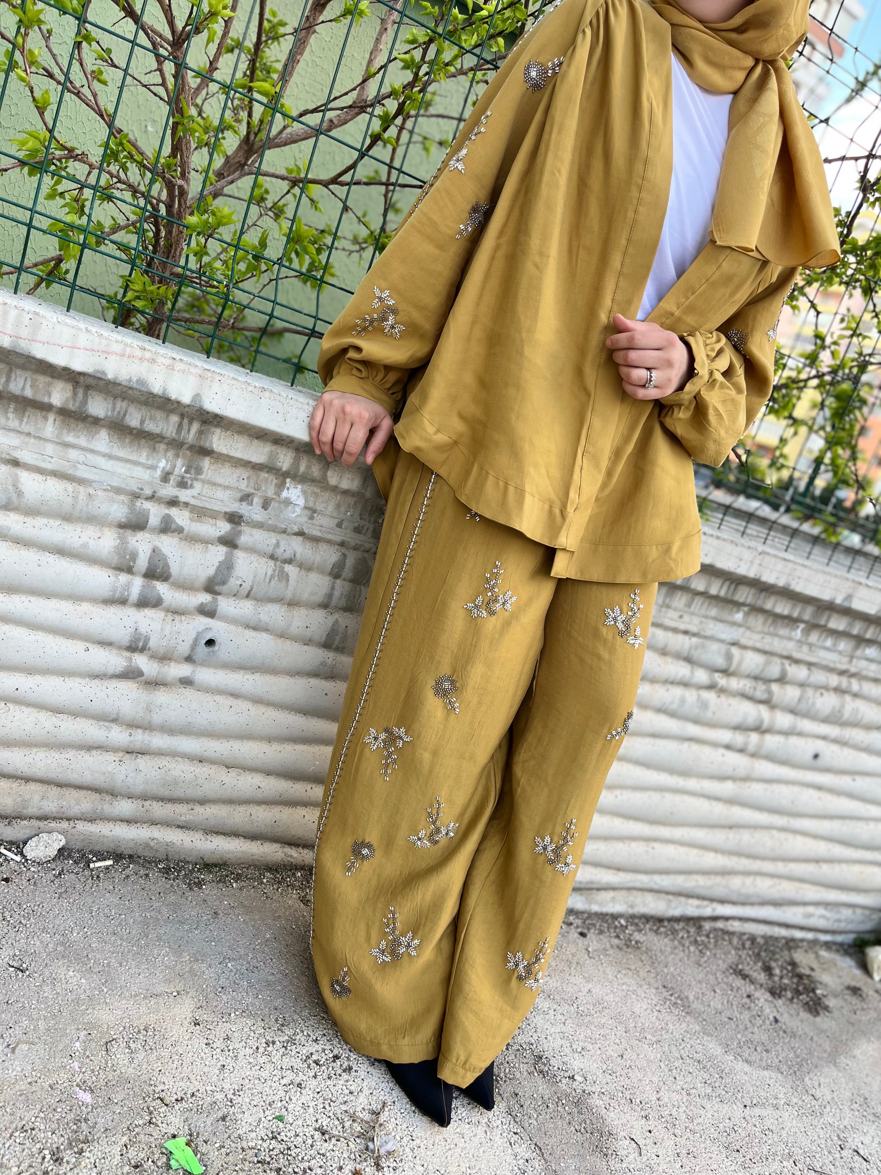 Orfeo Negro 34371 Kimono Takım Hardal