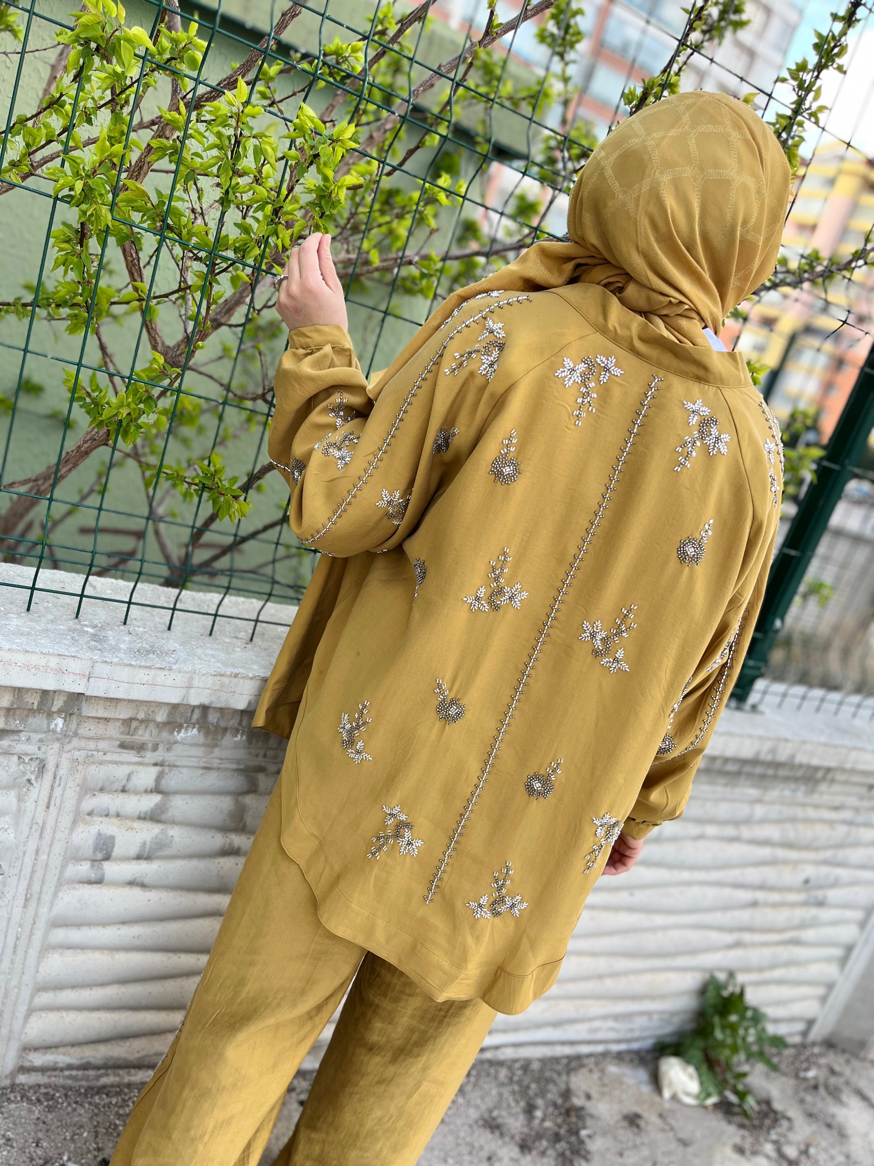 Orfeo Negro 34371 Kimono Takım Hardal